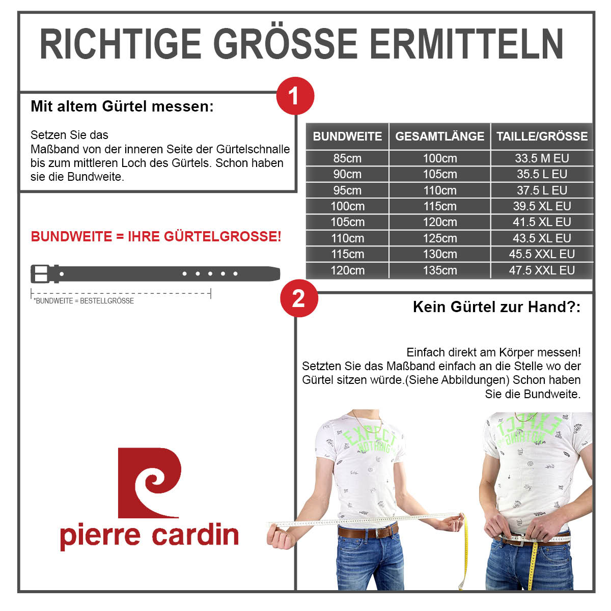 Pierre Cardin Herren Echtledergürtel Herren cognac