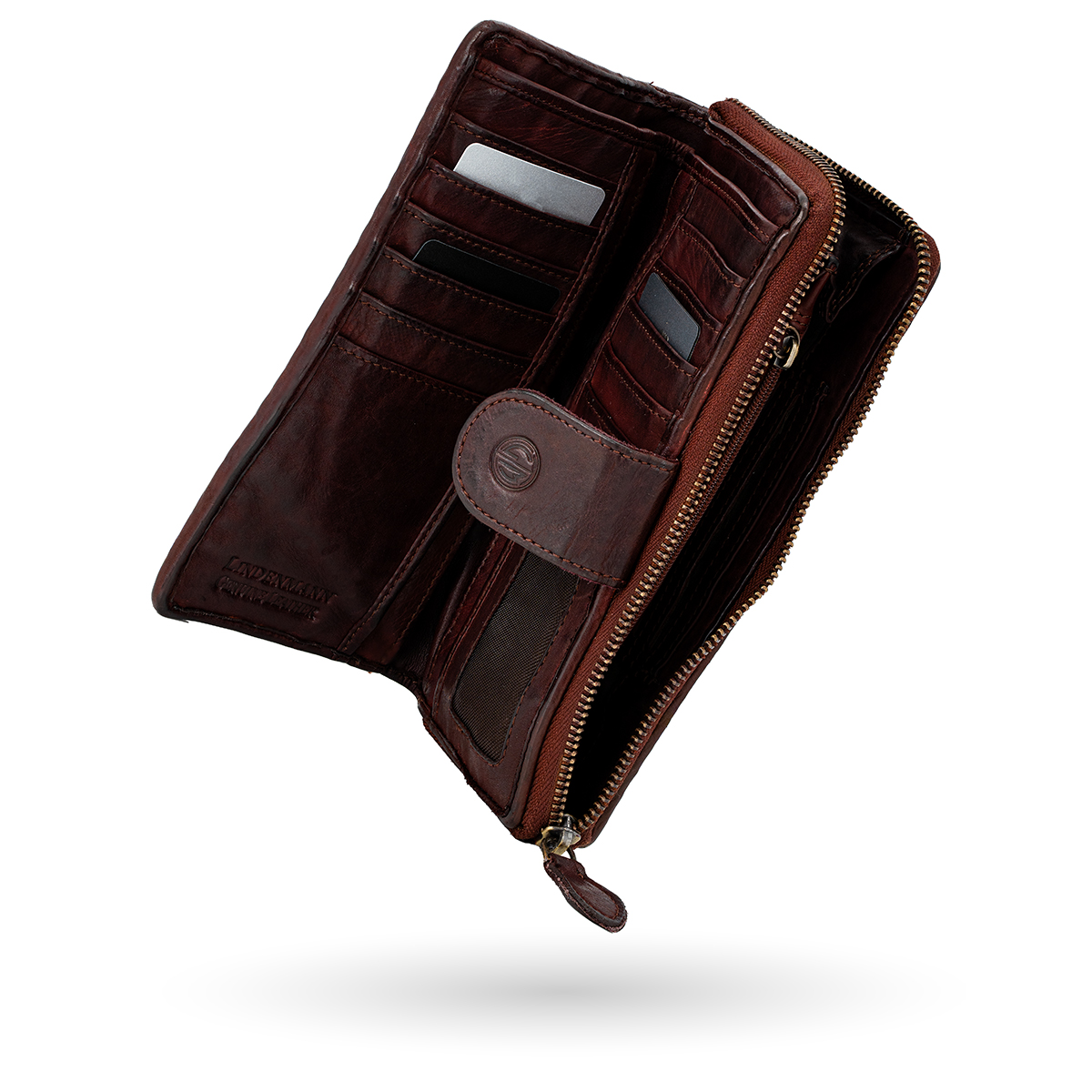 LINDENMANN Damen Leder Geldbeutel braun LINDENMANN Damen Leder Portemonnaie braun