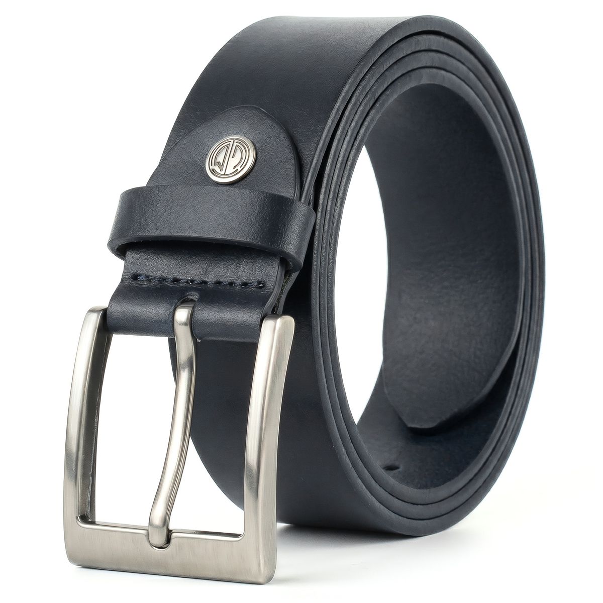 gürtel, Ledergürtel, Breiter Gürtel, metallischer Gürtelschnalle, dunkelblau, LINDENMANN Herren Jeansgürtel Echtleder marine