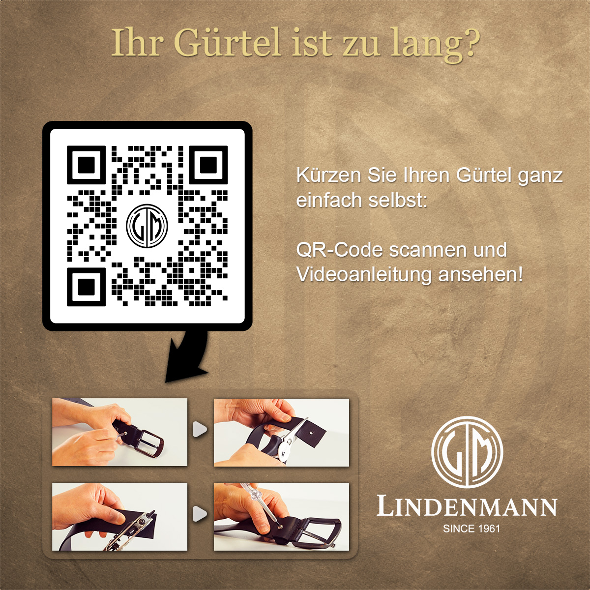 LINDENMANN Herrengürtel aus 100% Vollrindleder dunkelbraun