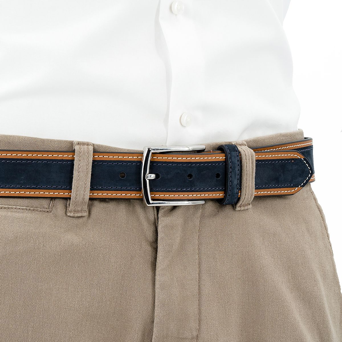 LINDENMANN Premium Ledergürtel blau