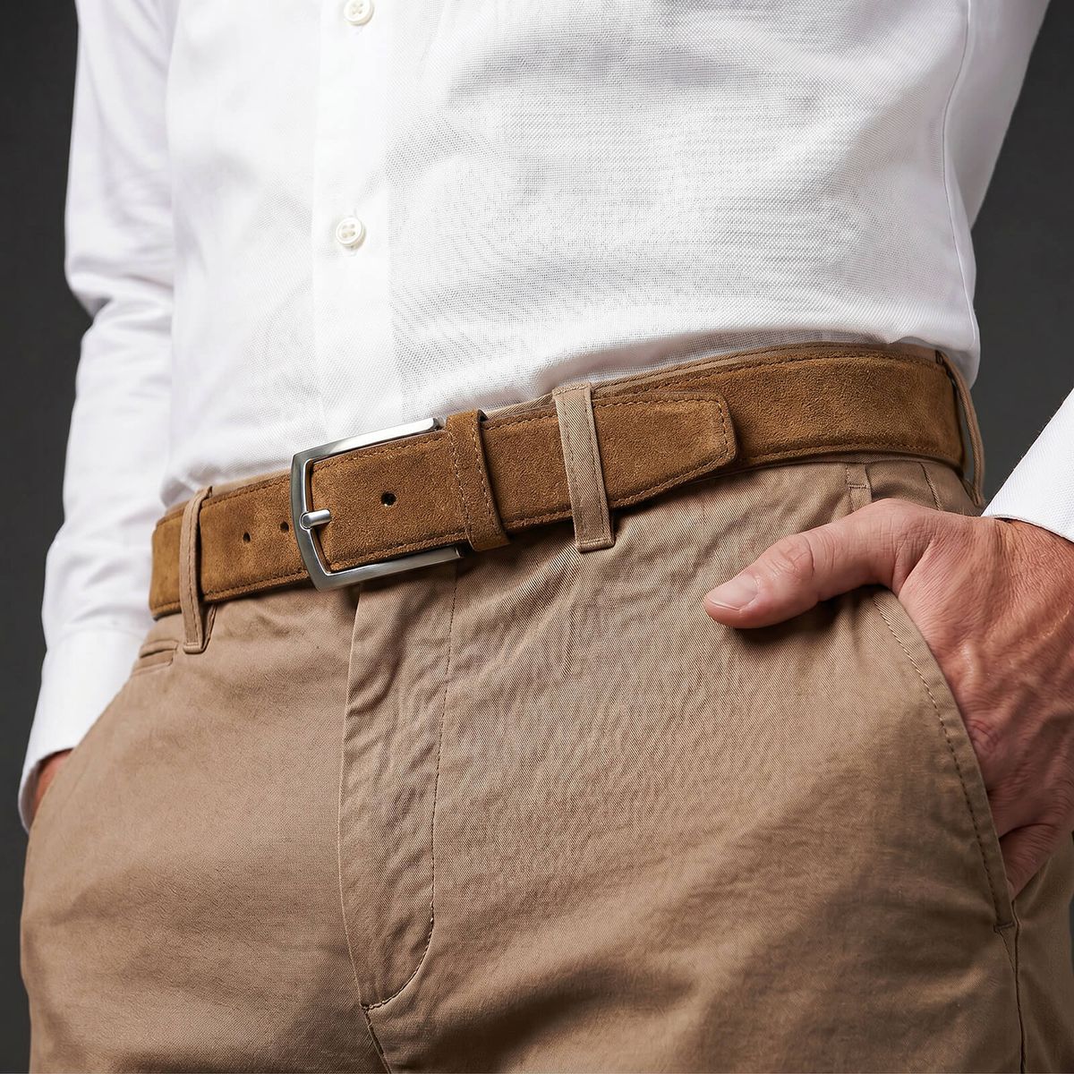 gürtel, Suede, Leder, sand, Hose, LINDENMANN Herrengürtel Veloursleder cognac