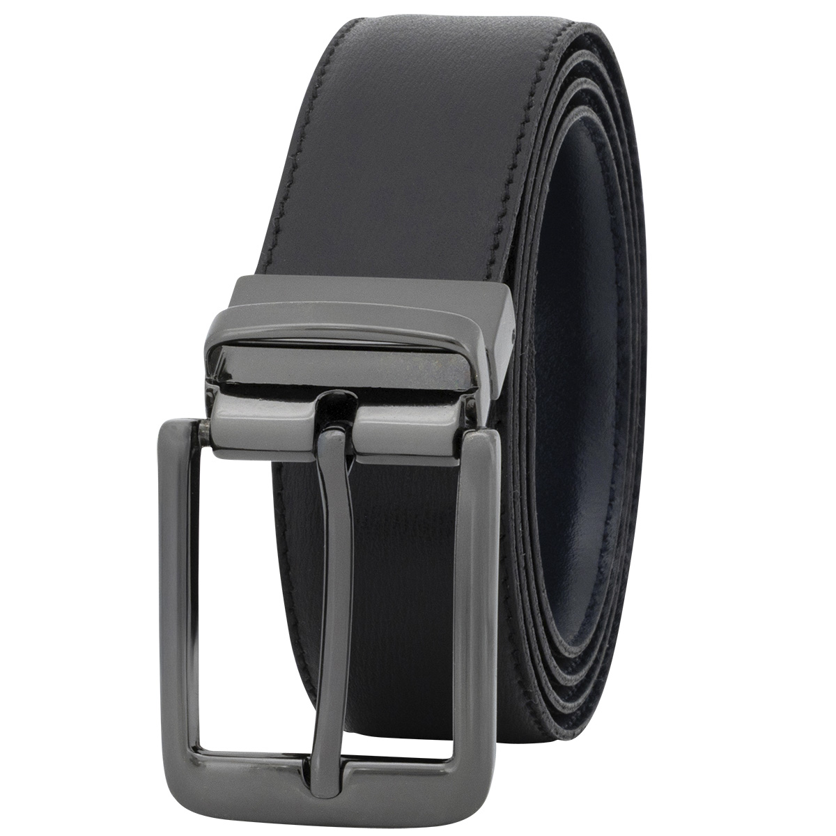 LINDENMANN Herrenwendegürtel aus 100% Vollrindleder schwarz/marine