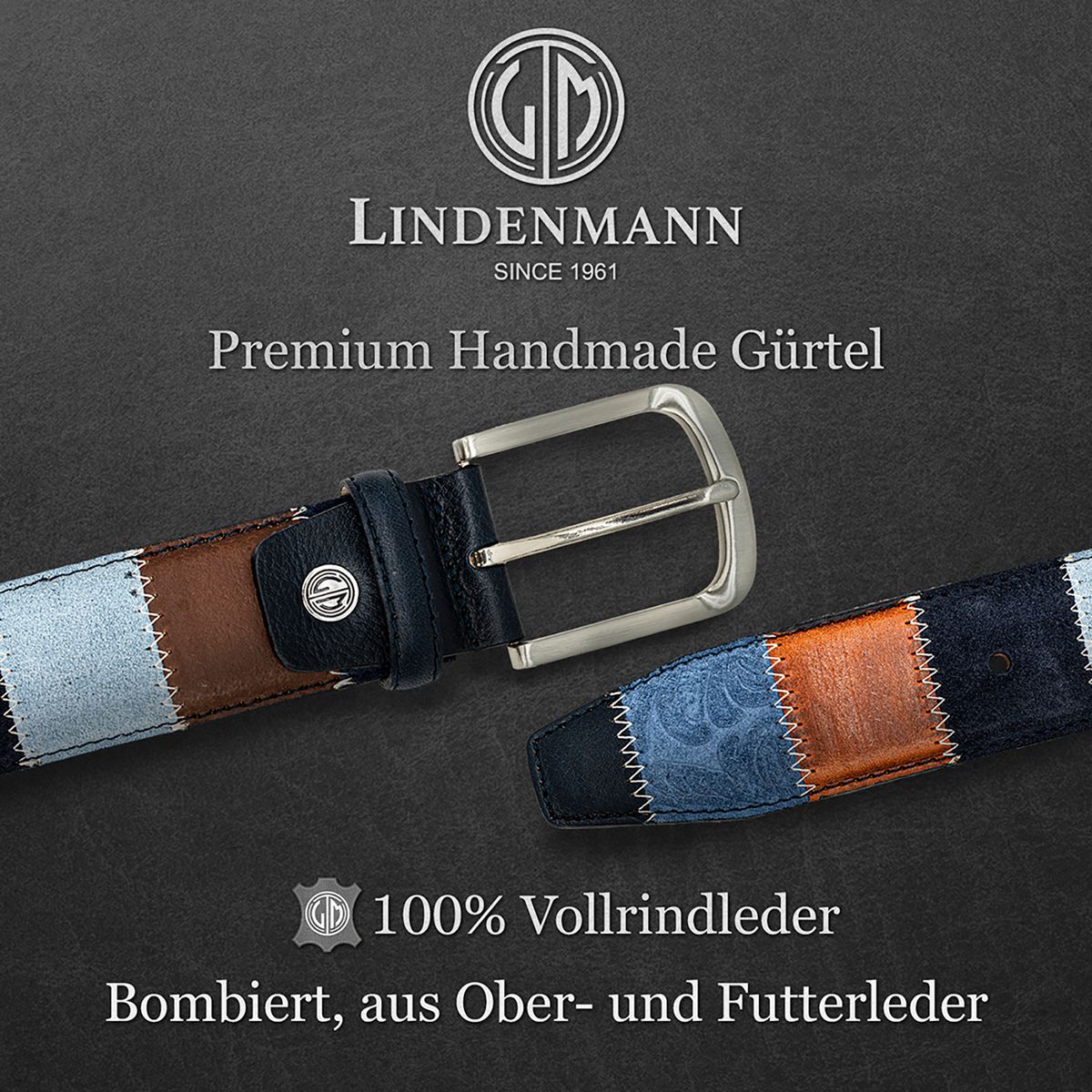 LINDENMANN Herrengürtel Jeans blau