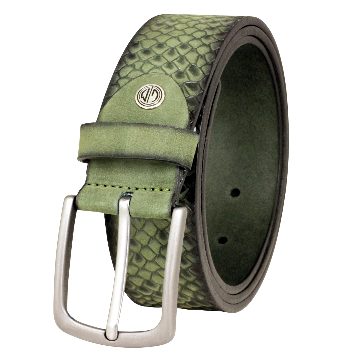 LINDENMANN Rindledergürtel Herren 40 mm breit, Jeans Gürtel Herren, Vollrindleder grün