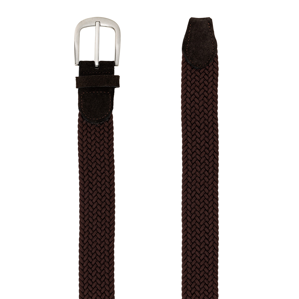 Gürtel, Herrenbelt, Braun, Gurtband, Schließe, LINDENMANN Damen Flechtgürtel mit 100% echtem Rindleder an den Enden dunkelbraun