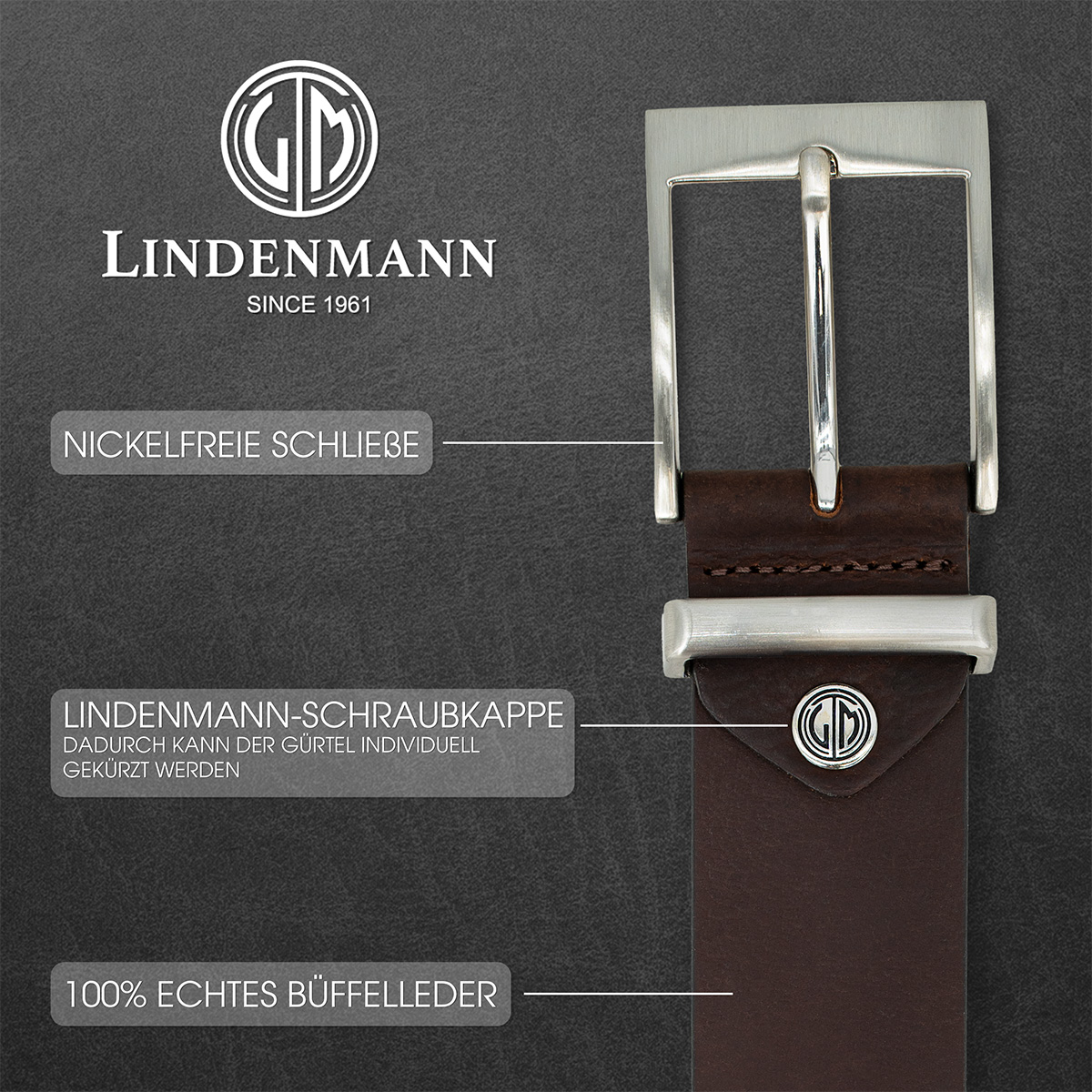 LINDENMANN Ledergürtel Herren braun