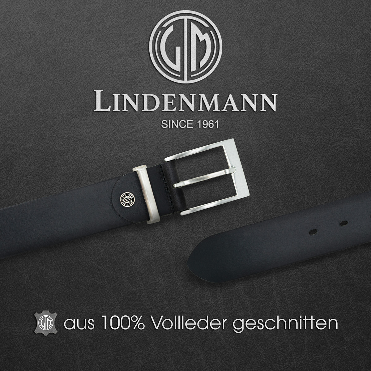 LINDENMANN Ledergürtel Herren schwarz