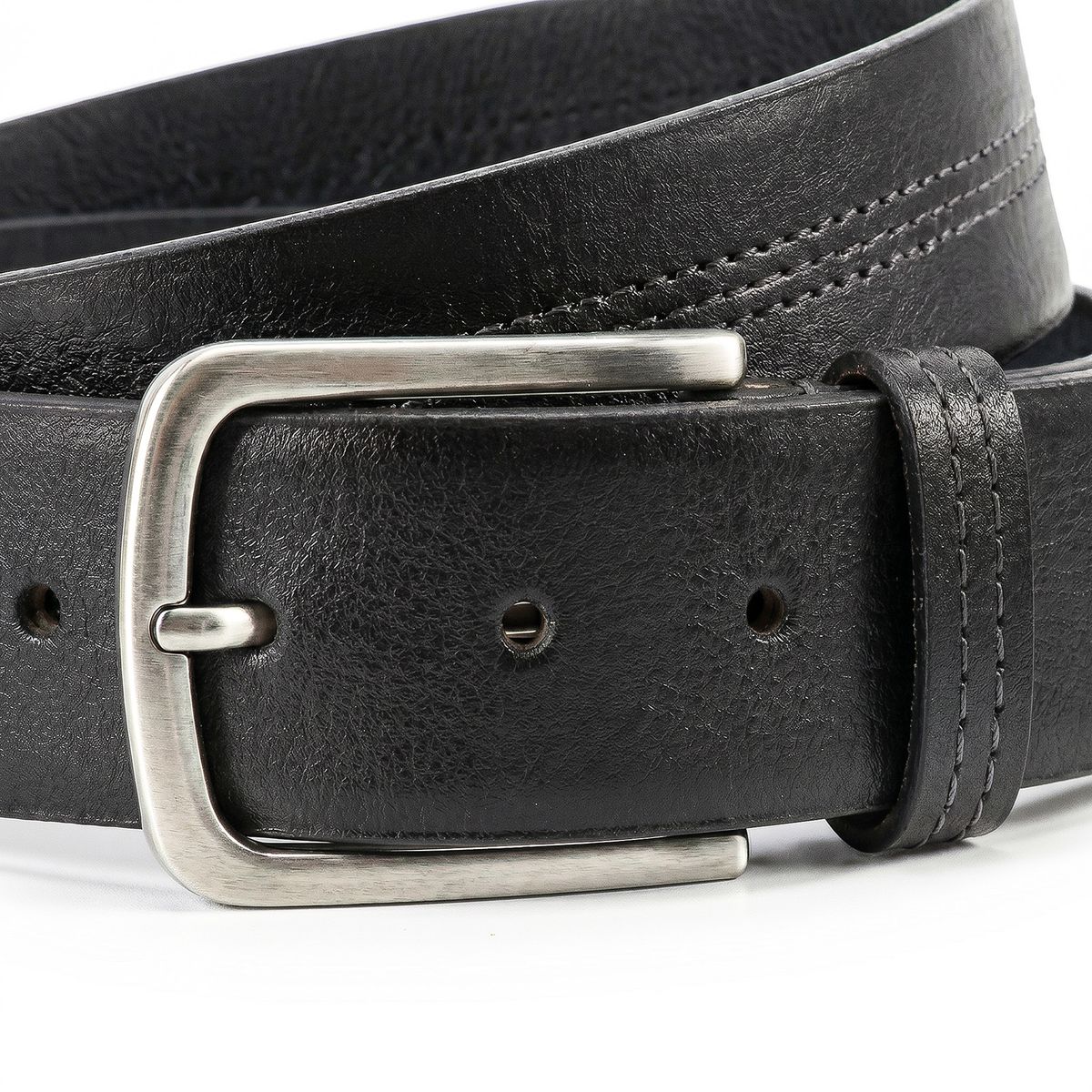 Gurtel, Leder, Schwarz, Gurtschnalle, Nähte, HECHTER Paris Herren Casual 100% Echtledergürtel schwarz