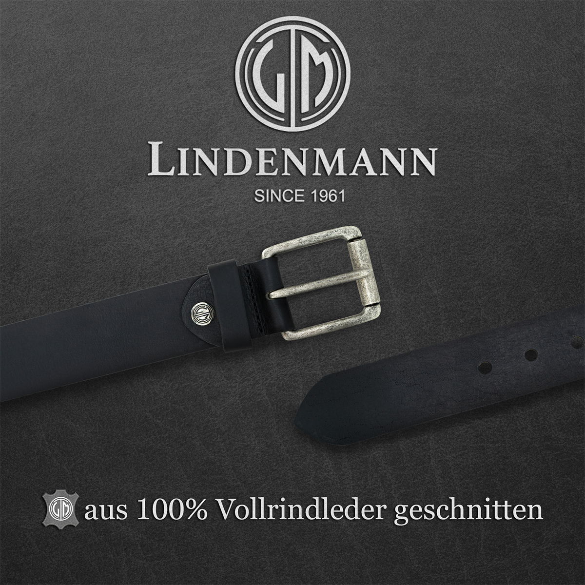 LINDENMANN Ledergürtel schwarz