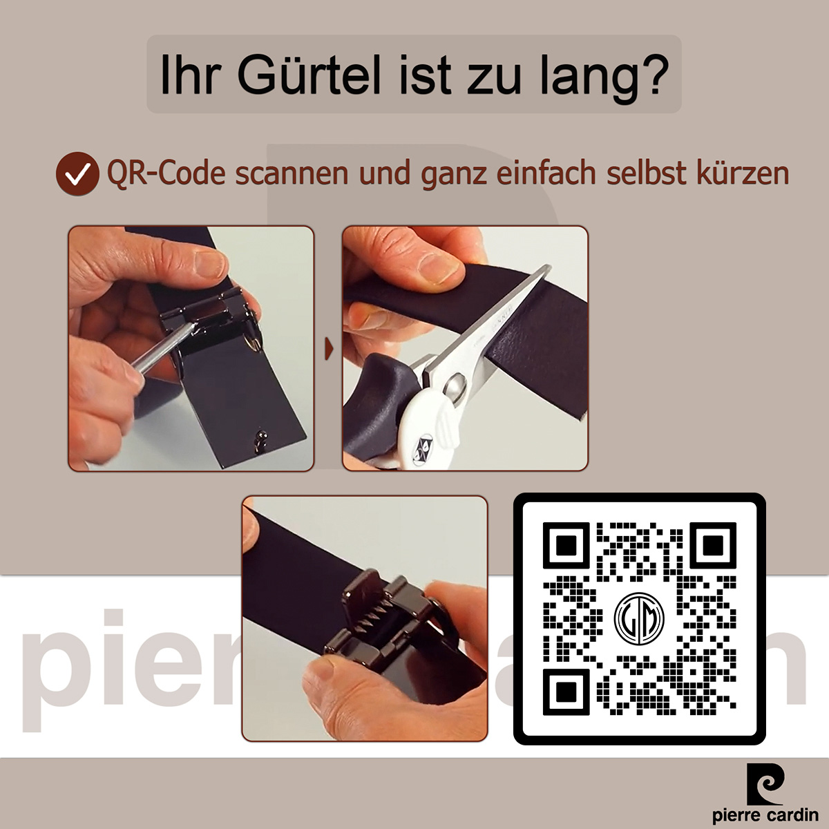 Pierre Cardin Herren-Leder-Gürtel schwarz