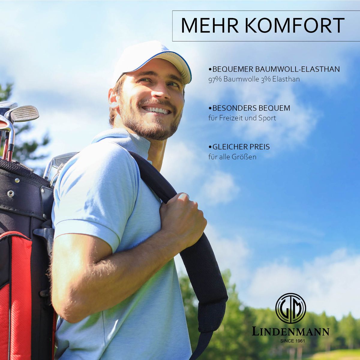 LINDENMANN Poloshirt Bio-Baumwolle Herren Schwarz