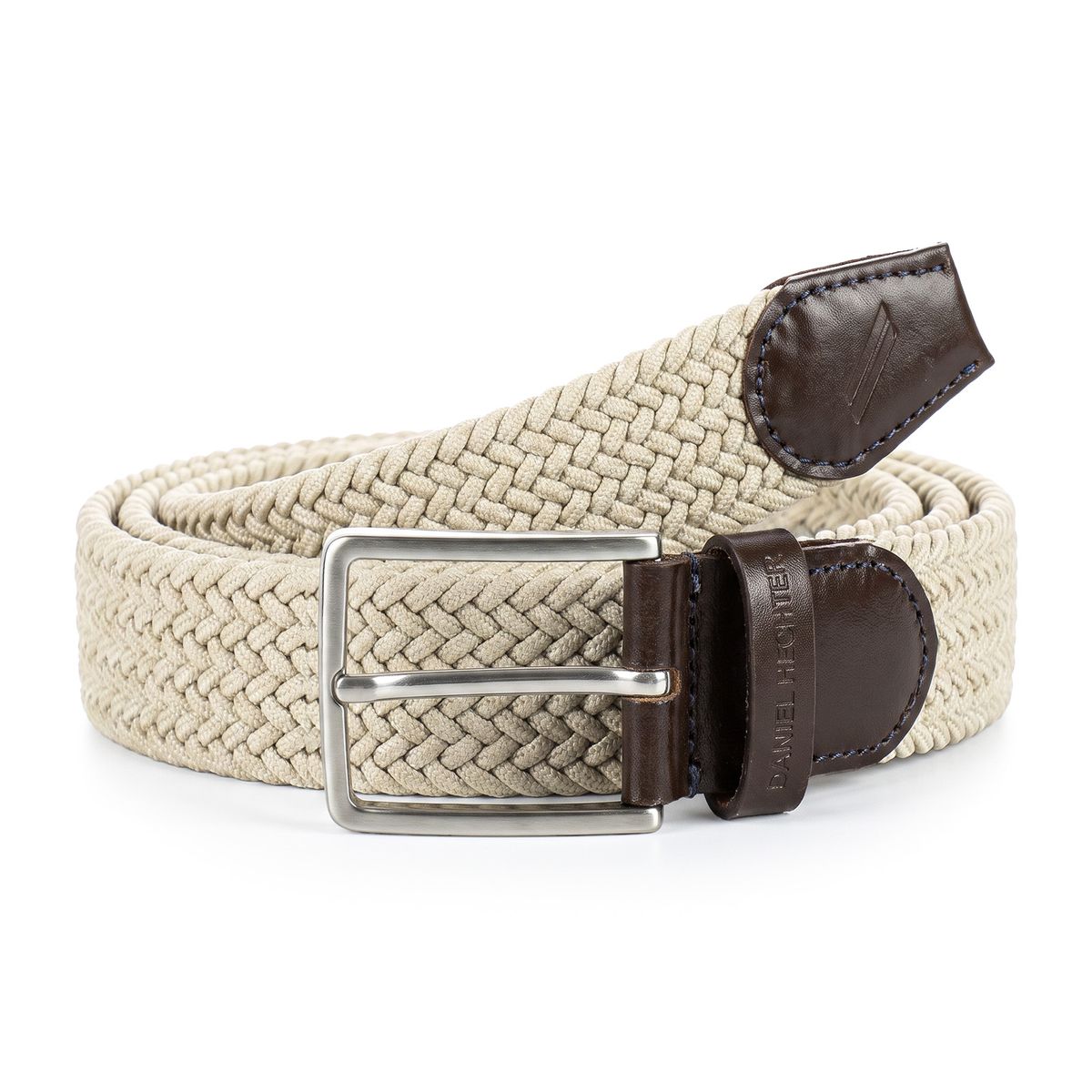 DANIEL HECHTER Herren Textil-Flechtgürtel mit 100% Echtlederenden taupe