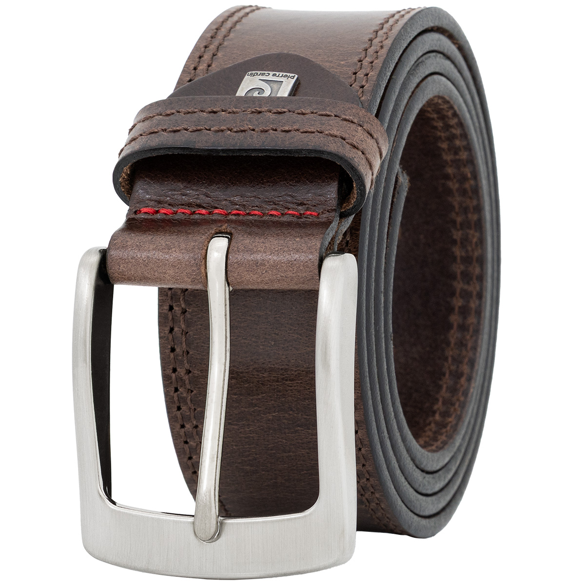 Pierre Cardin Leder-Gürtel Herren, Jeans-Gürtel Herren 40 mm breit, Gürtel Herren, Vollrindleder XL dunkelbraun