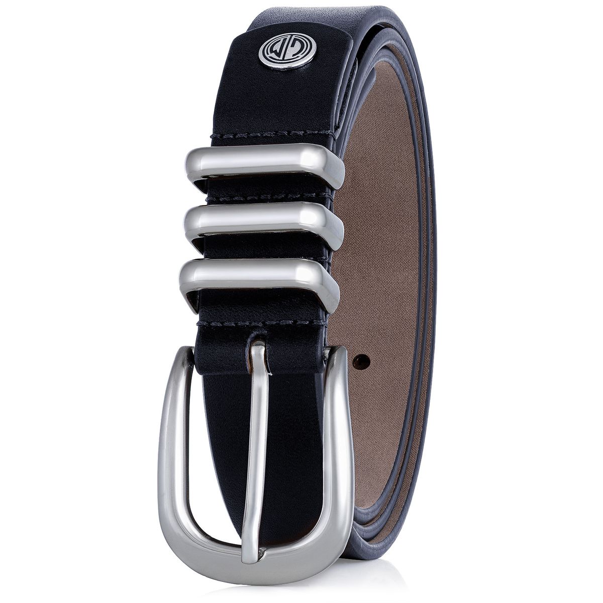 G%C3%BCrtel, Leder, Dunkelblau, Stoffverschluss, Dornschlie%C3%9Fe, LINDENMANN Damen Vollrindledergürtel aus 100% Echtleder marine