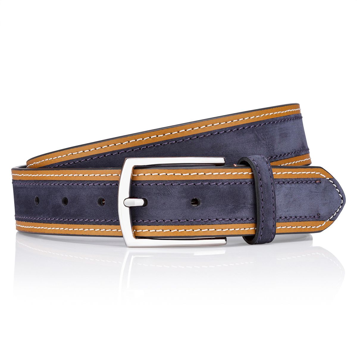 LINDENMANN Premium Ledergürtel blau