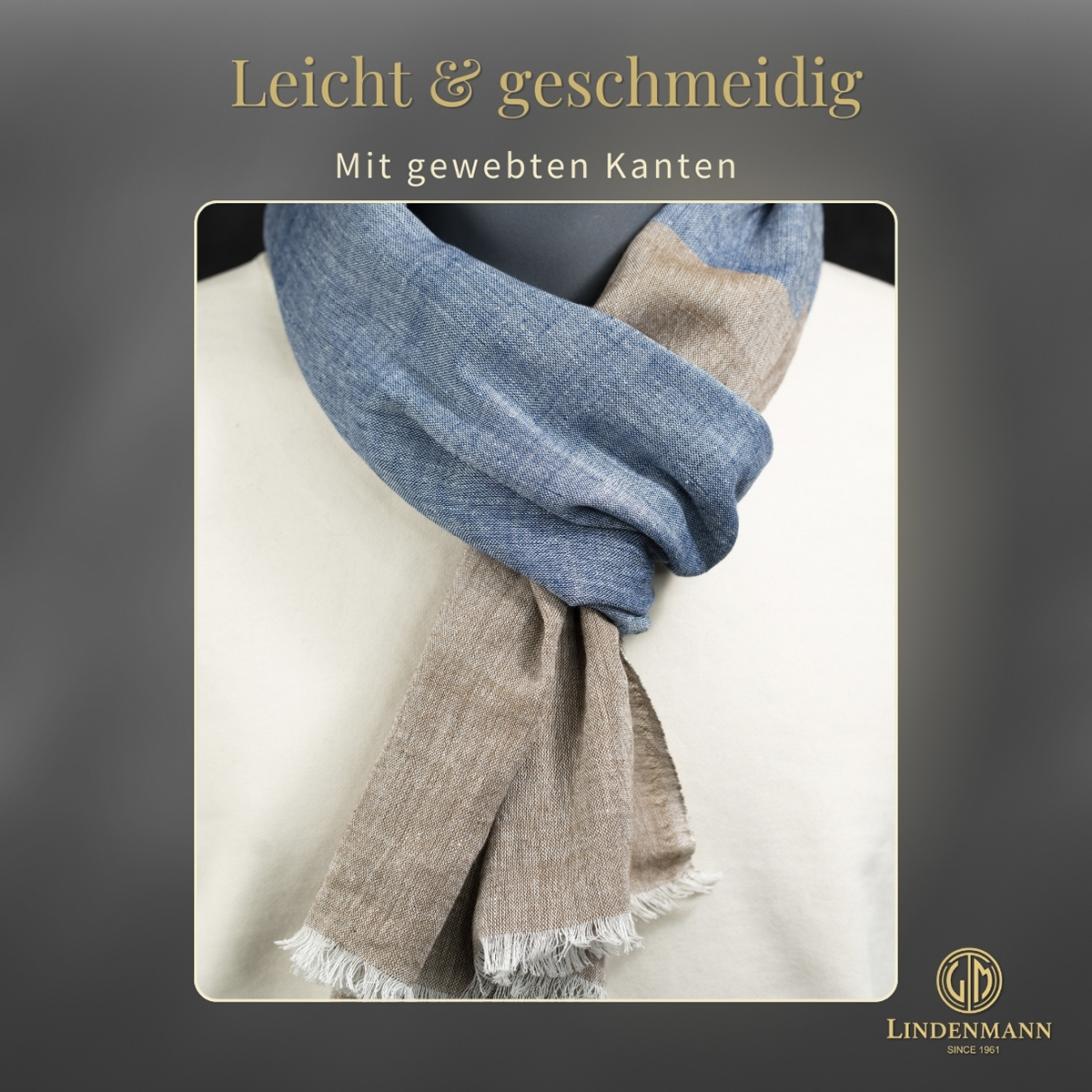 Herren Schal blau-beige