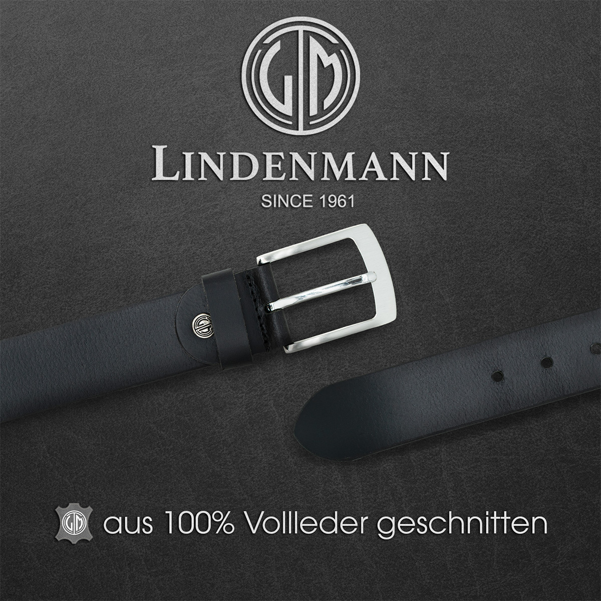 LINDENMANN Ledergürtel Herren schwarz