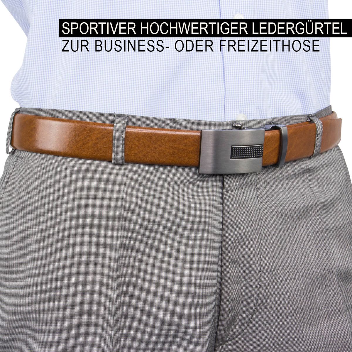 LINDENMANN Ledergürtel Herren, cognac 33 mm Leder Automatikgürtel