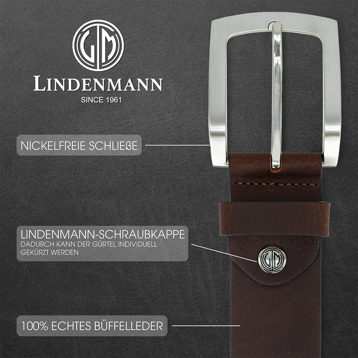 LINDENMANN Ledergürtel Herren braun