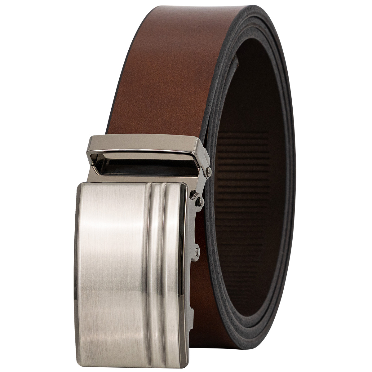 Gürtel, Leder, Braun, Spangenverschluss, Metallteile, LINDENMANN klassischer Herren Automatikgürtel aus 100% Echtleder dunkelcognac