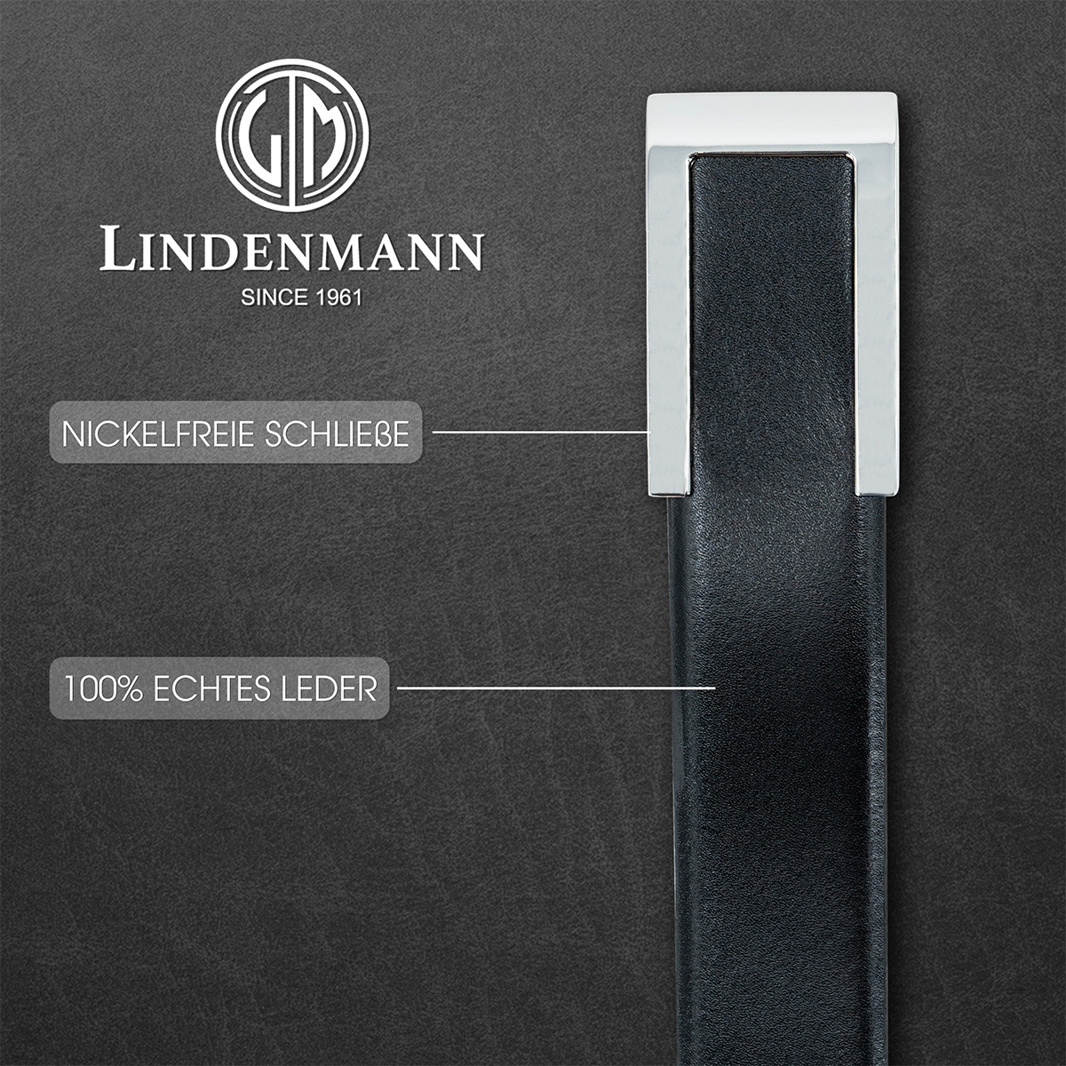 LINDENMANN Vollrindleder Herrengürtel Onyx