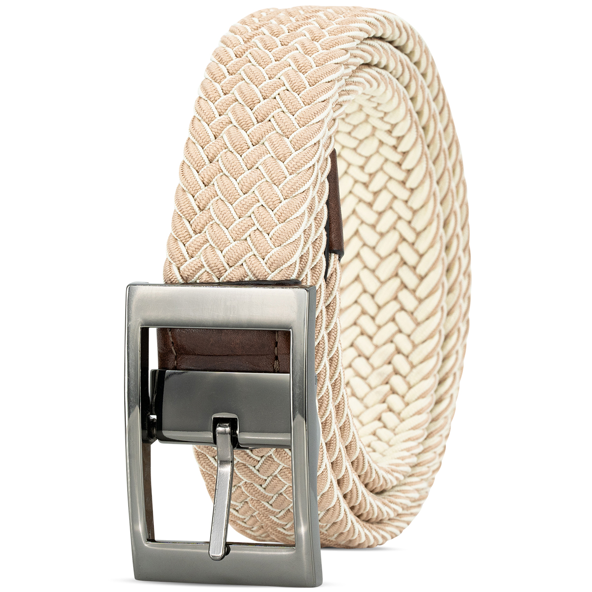 LINDENMANN Stretchgürtel Herren Creme-Beige LINDENMANN Textilflechtgürtel Herrengürtel Creme-Beige