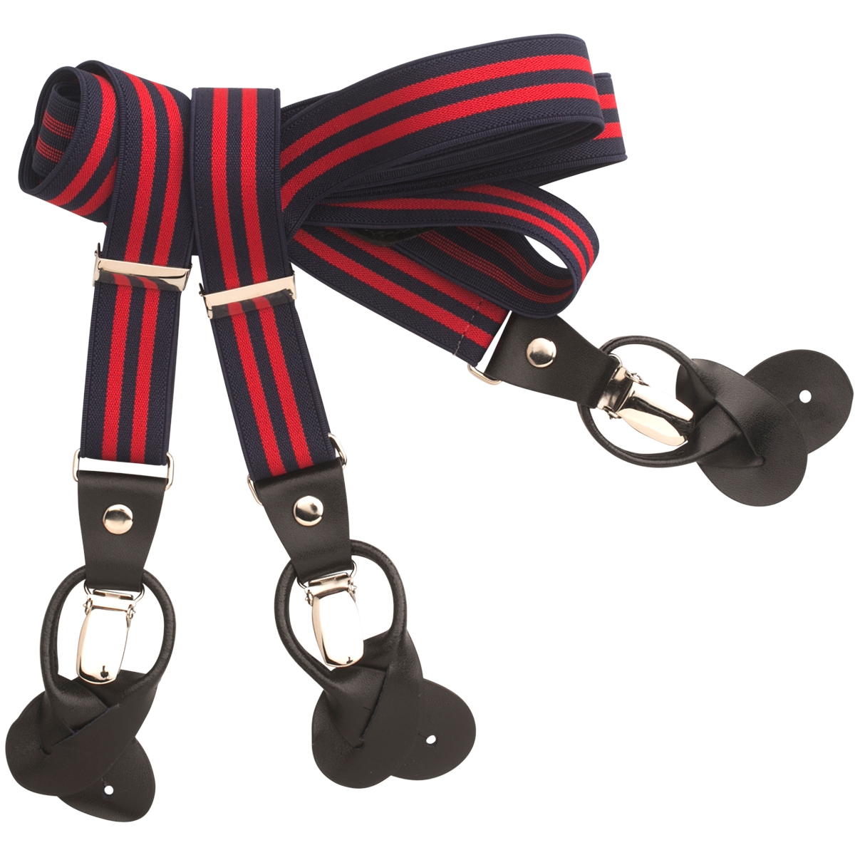 LINDENMANN Hosenträger Herren rot/ blau Länge 120 cm Y-Form mit dunklen Clipsen