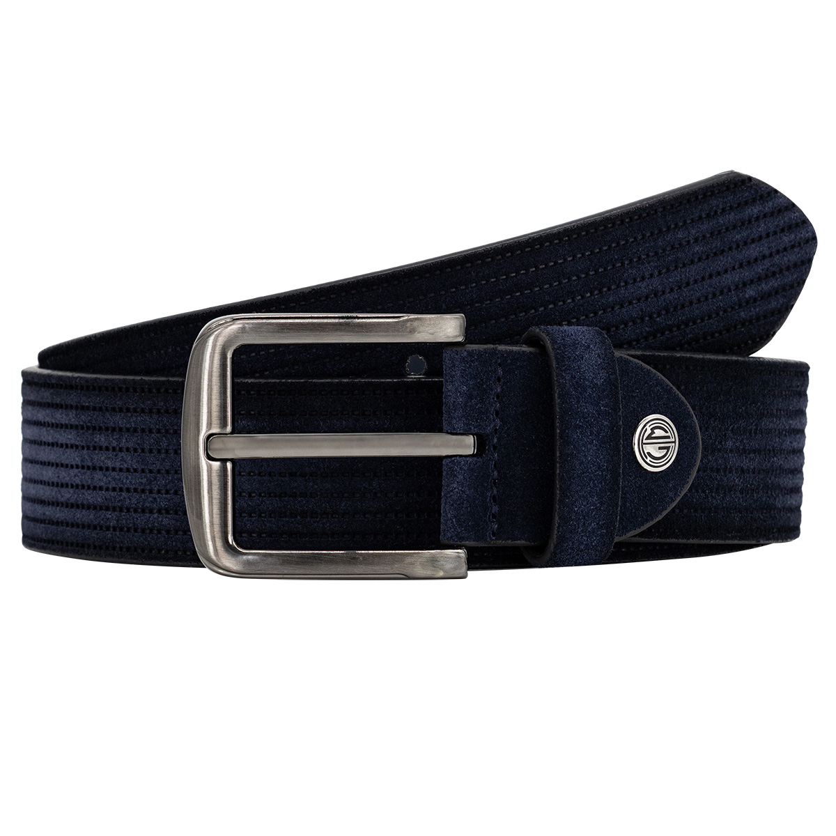 Gürtel, Nylon, Dunkelblau, Metall-Schnalle, Breite Gürtel, LINDENMANN Herren Casual Vollrindledergürtel marine