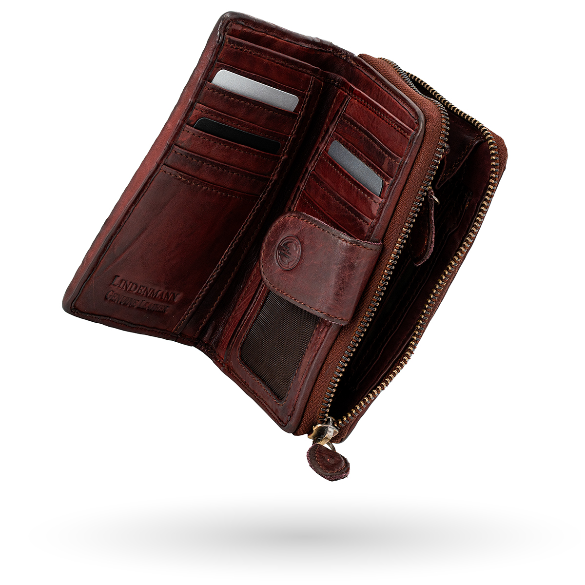 LINDENMANN Damen Leder Geldbeutel braun LINDENMANN Damen Leder Portemonnaie braun