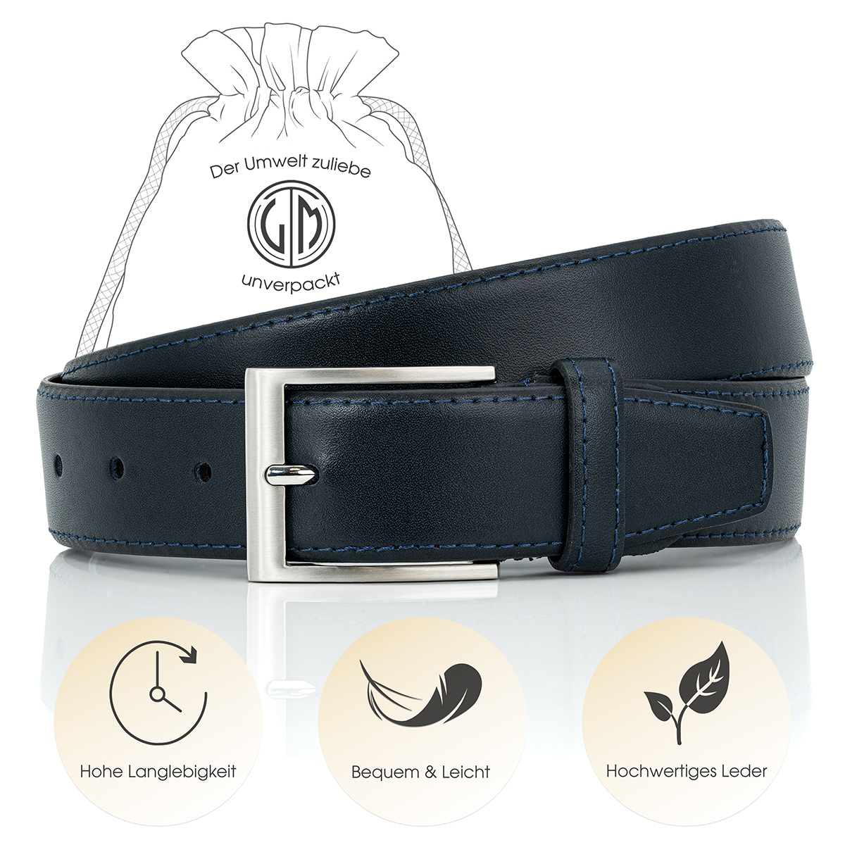 LINDENMANN Ledergürtel Herren marine
