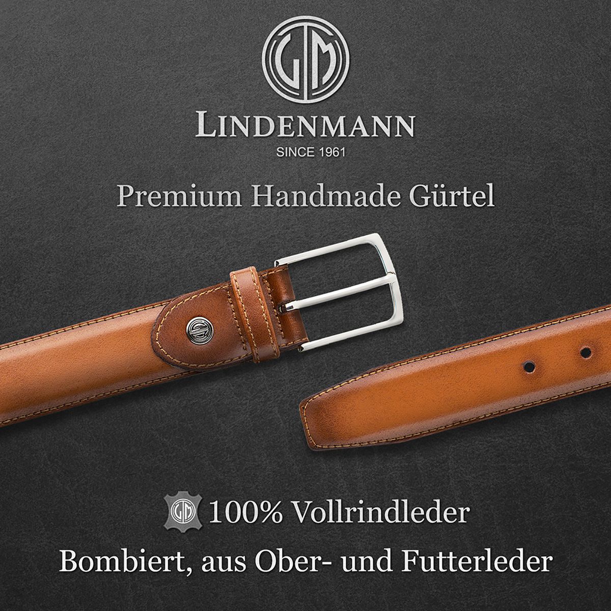 LINDENMANN Herrengürtel Anzug cognac