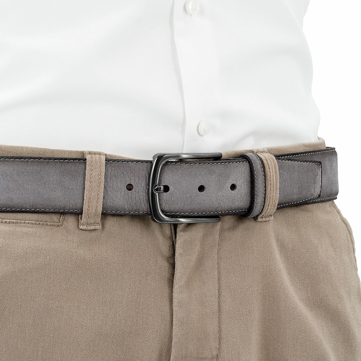 LINDENMANN Herren Ledergürtel Handmade grau