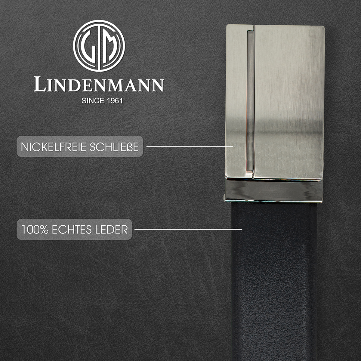 LINDENMANN Automatikgürtel Leder schwarz