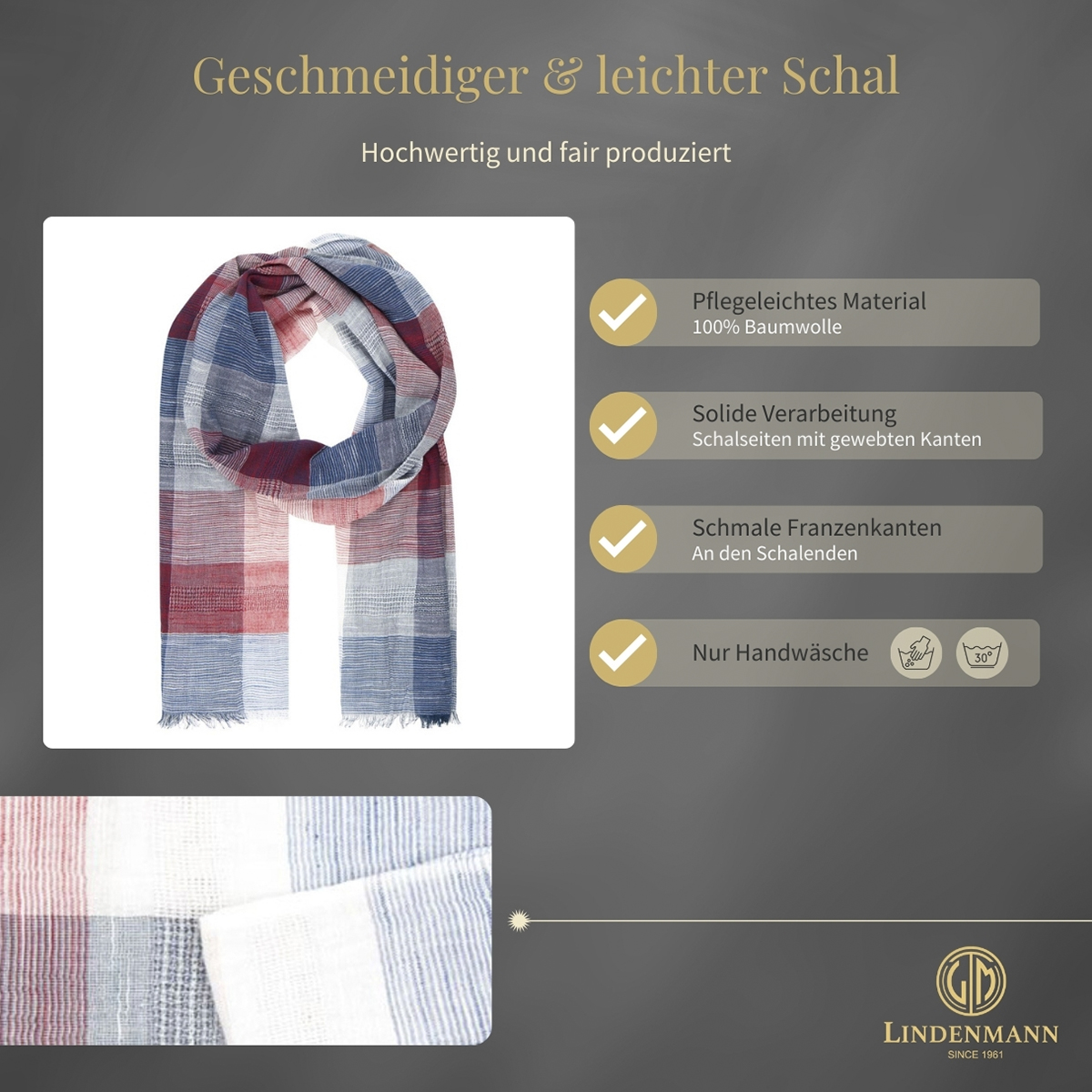 Herren Schal rot-blau