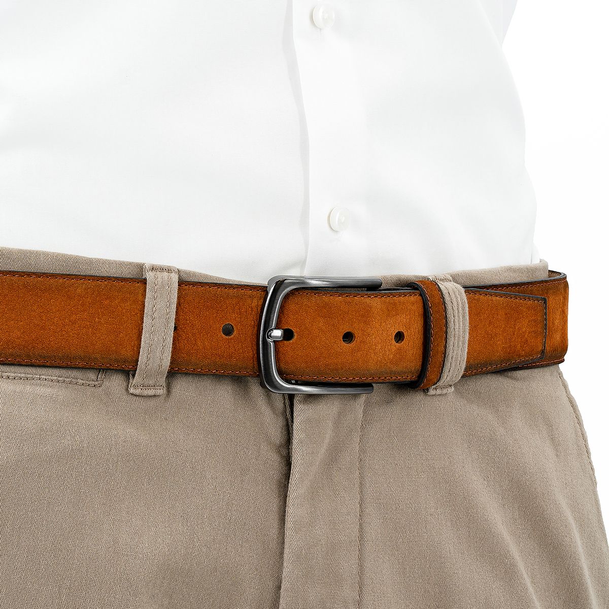 LINDENMANN Herren Ledergürtel Handmade cognac