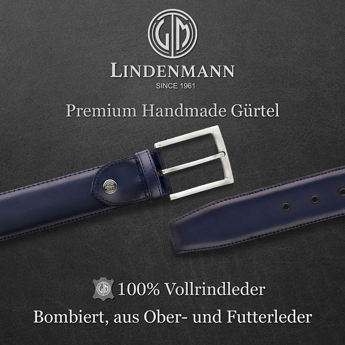 LINDENMANN Herrengürtel Leder blau
