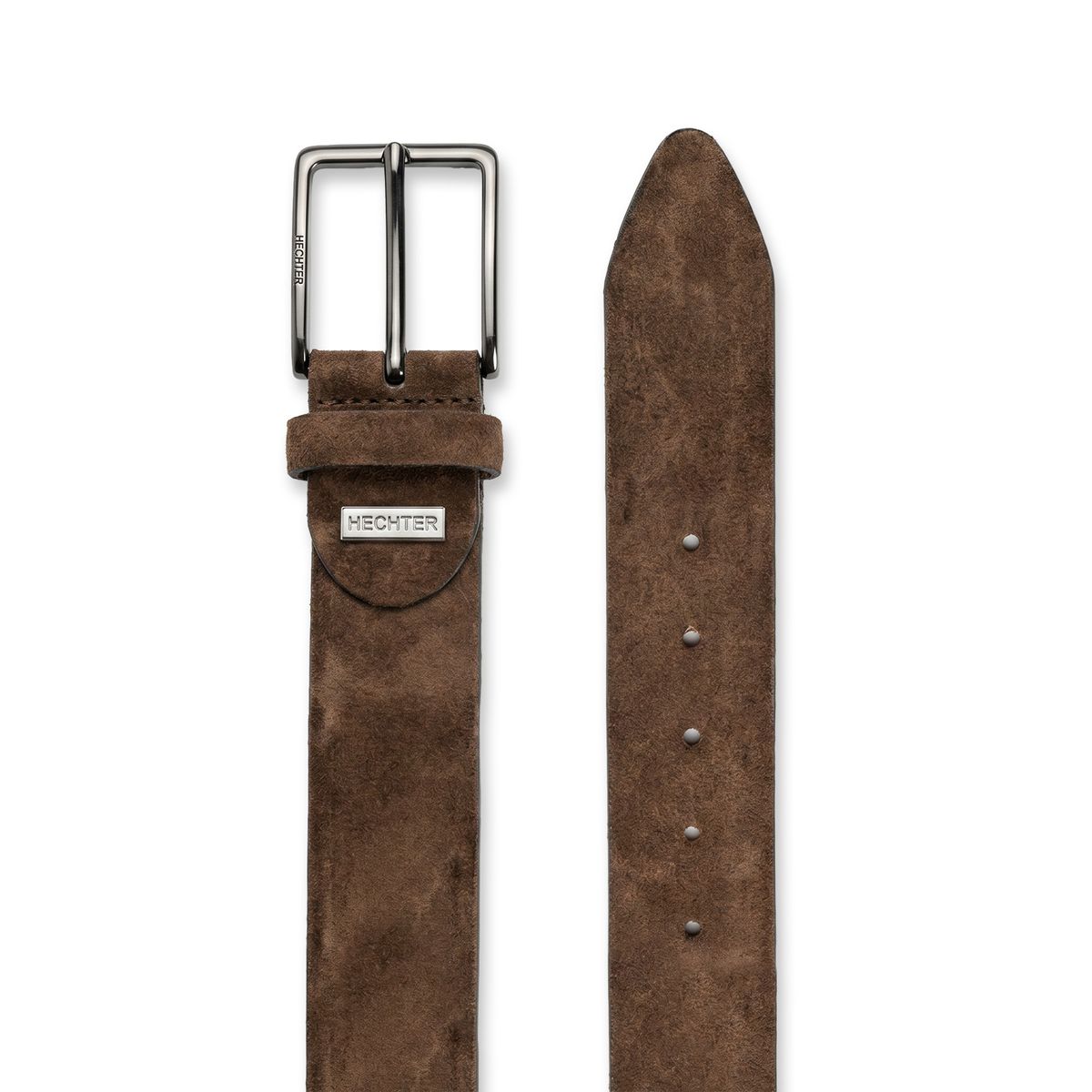 Uhrenband, braune Wildleder, Lederarmband, Gleichverschluss, verstellbare Länge, HECHTER Paris Herren Veloursledergürtel aus 100% Echtleder mittelbraun