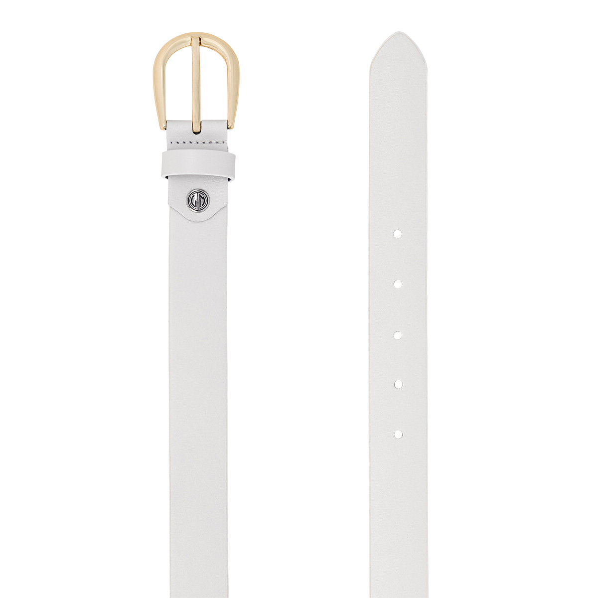 Gürtel, Weiß, Ledergürtel, Metallschließe, Kreis-Logo, LINDENMANN Damen Vollrindledergürtel aus 100% Echtleder weiß