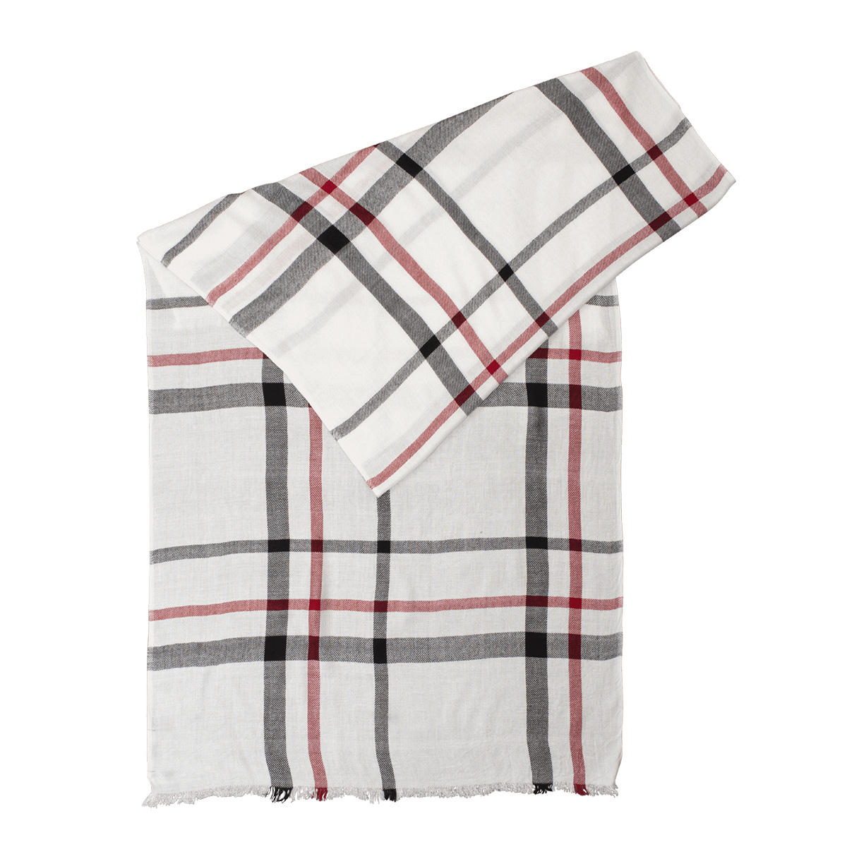 LINDENMANN Schal Damen weiss schwarz rot kariert