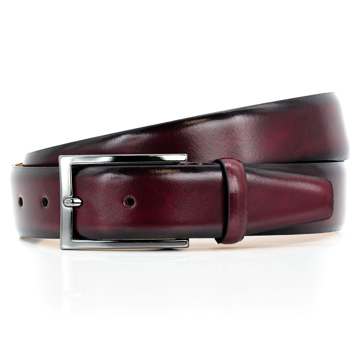 LINDENMANN Handmade Ledergürtel Herren Bordeaux Rot LINDENMANN Ledergürtel Herren handgefertigt weinrot