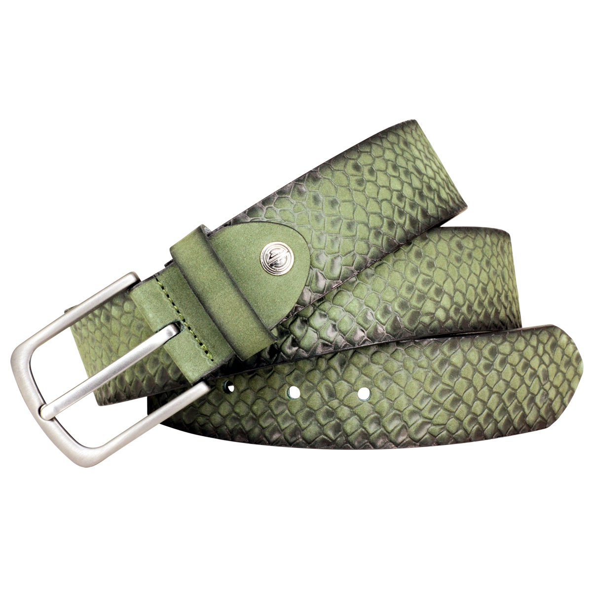 LINDENMANN Rindledergürtel Herren 40 mm breit, Jeans Gürtel Herren, Vollrindleder grün