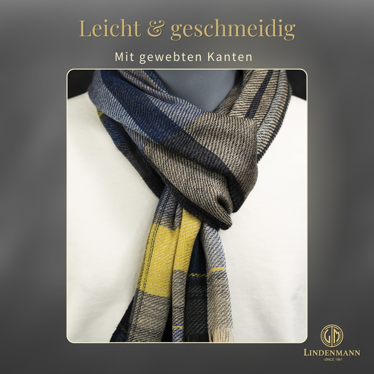 Herren Schal blau-gelb