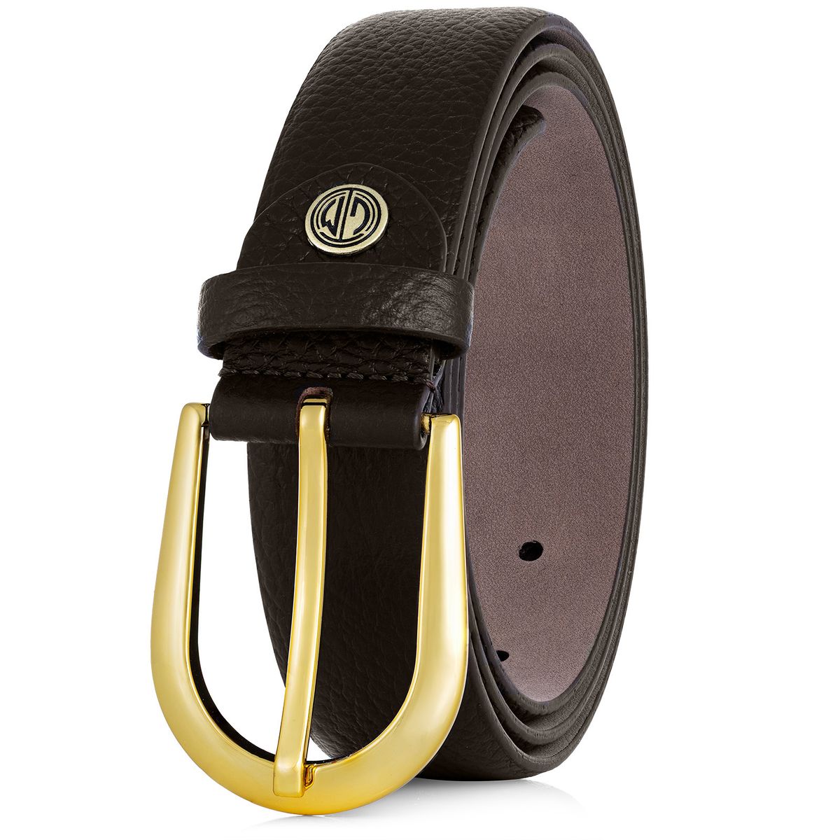 Gürtel, Leder, Schwarz, Goldene Schnalle, Weichleder, LINDENMANN Damen Vollrindledergürtel aus 100% Echtleder dunkelbraun