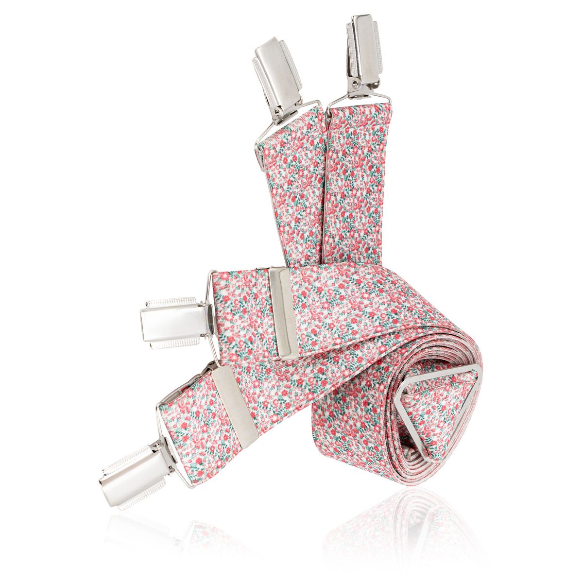 LINDENMANN Hosenträger Herren X-Form Blumenmuster rosé