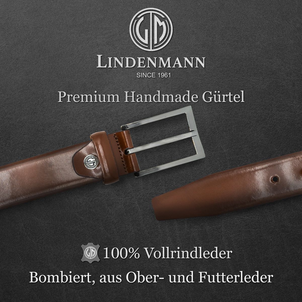 LINDENMANN Ledergürtel Herren handgefertigt braun