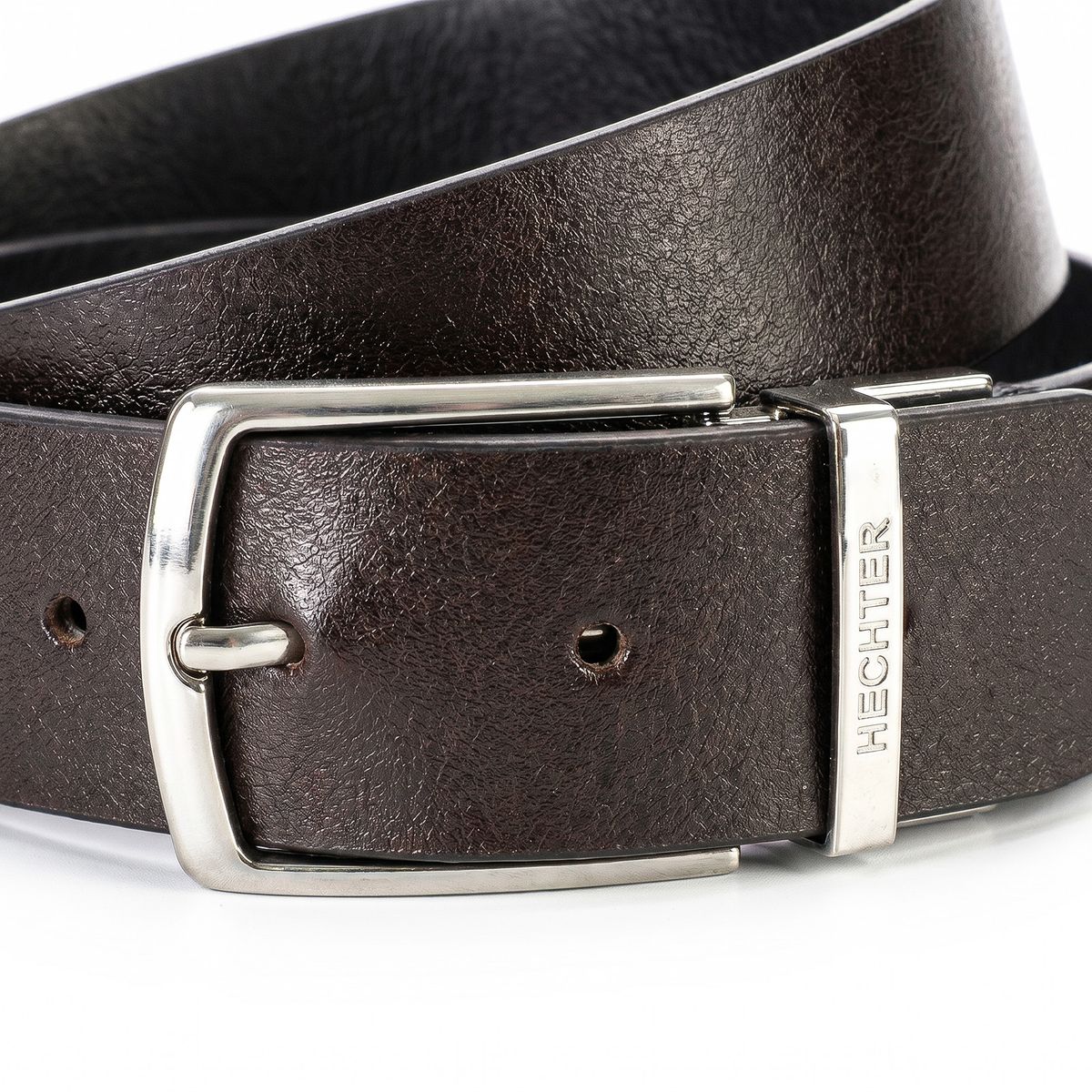 Gürtel, Leder, Braun, Metall-Schnalle, Kopfseite-Gurt, HECHTER Paris Herren Wendegürtel aus 100% Echtleder schwarz/dunkelbraun