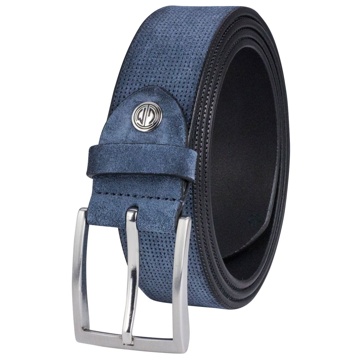 Nubukledergürtel Herren Lindenmann Blau LINDENMANN Veloursledergürtel Herren 35 mm blau