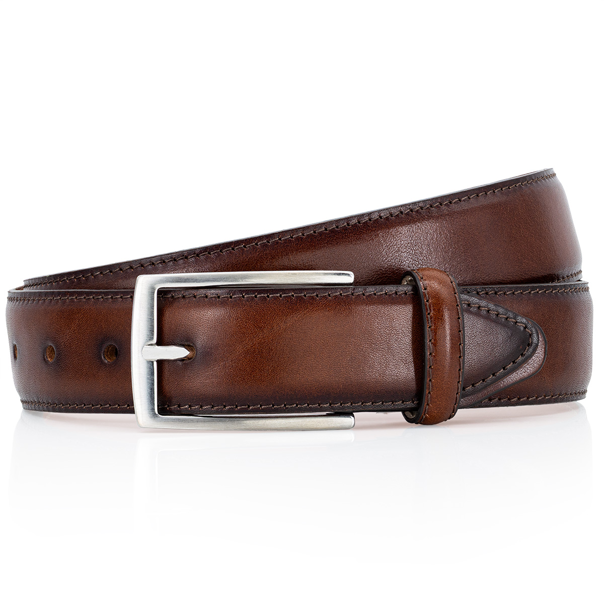 Ledergürtel, Gürtel, Braun, Schnalle, Riemen, LINDENMANN Premium Handmade Vollrindledergürtel Herren dunkelcognac