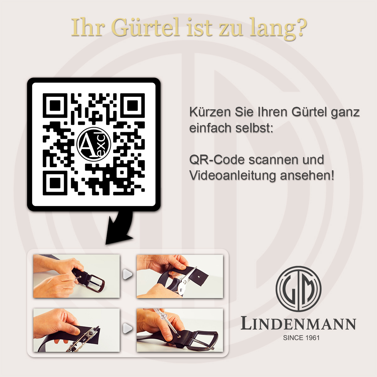 QR Kode, LINDENMANN Vollrindledergürtel Damen braun
